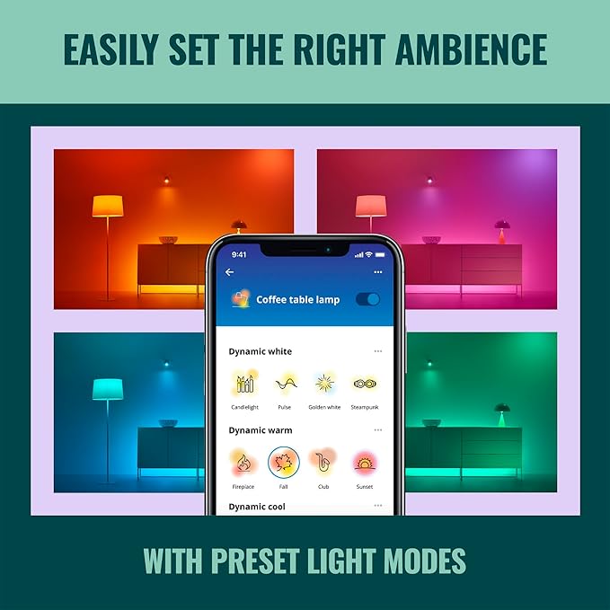 WiZ 65W BR30 Color LED Smart Bulb - Pack of 4 - E26- Indoor - Connects to Your Existing Wi-Fi - Control with Voice or App + Activate with Motion - Matter Compatible