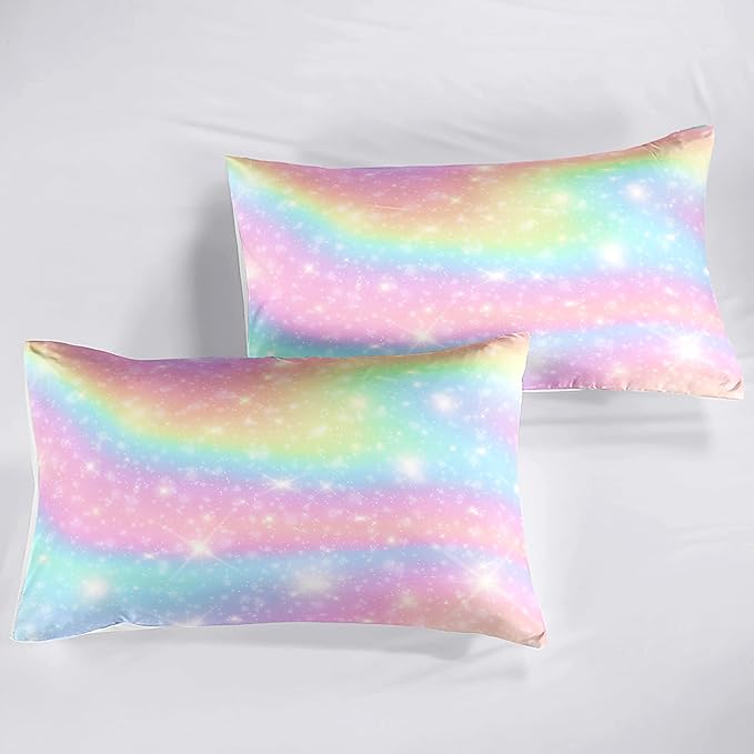Kids Comforter Bedding Set 5 Piece Super Soft Breathable Print Kids Bedding Sets for Girls, Washable Durable Comforter Set with Comforter, Shams, Sheet, 2 Pillowcases (Gradient Color)