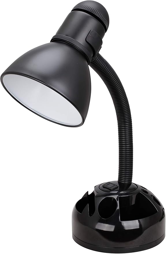 Aspen Creative 40041-1, 1-Light High Organizer Desk Lamp with Metal Lamp Shade and Rotary Switch, Modern Design in Black, 19" High