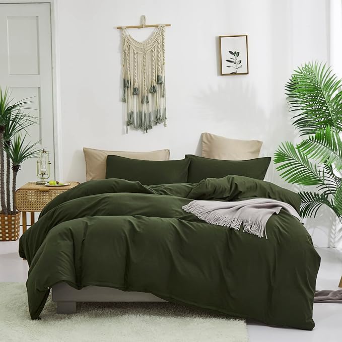 Army Green Comforter Twin Dark Green Bedding Set Deep Green Comforter Teens 3 PCs Hunter Green Comforter 1 Twin Size Comforter (68x90 inches) with 2 Pillowcases (20x26 inches)