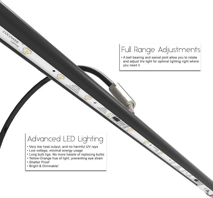 Cocoweb 19" Grand Piano Lamp with Integrated LED Black with Satin Nickel Accents - GPLED19SND