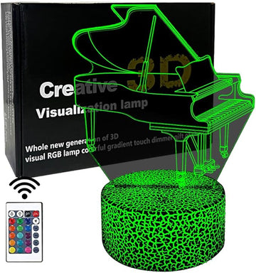 3D Piano Night Light Illusion Lamp,16 Colors Changing with Remote Control,Bedroom Home Decor for Family, Friends, Women