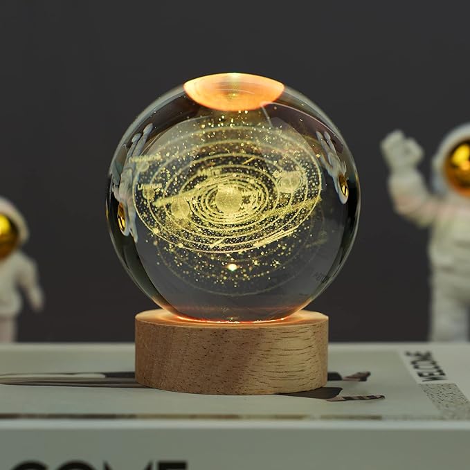 Large 3D Solar System Crystal Ball, Crystal Lamp 16 Color Changing Night Light with Remote Control for Bedroom Decor, Birthday Gift for Teens Boys and Girls, Solar System Model