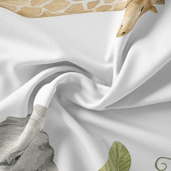 Elephant Giraffe Monkeys Comforter King Size,Wild Animals Kids Comforter Set,3Pcs Bedding Set Printed Comforter with 2 Pillowcases,Down Alternative,Soft and Lightweight,for All Seasons