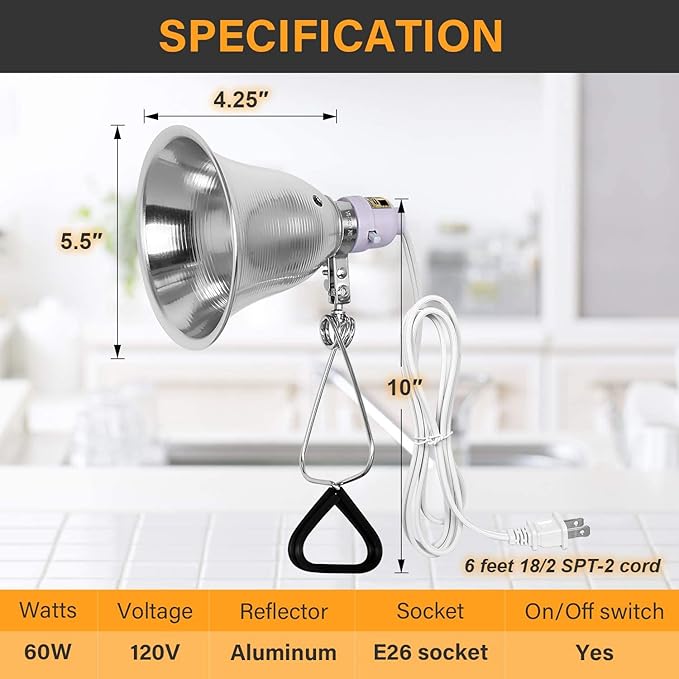 Simple Deluxe Clamp Lamp Light with 5.5 Inch Aluminum Reflector up to 60 Watt E26 Socket (no Bulb Included) 6 Feet 18/2 SPT-2 Cord, Silver and White, 4 Pack