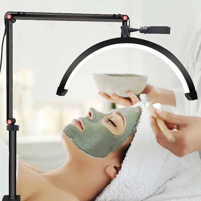 Led Half Moon Light for Lashes, Tattoo Lamp, Estheticians Light, Desk Lamp, Swing Arm Light, Lash Lamp,Black