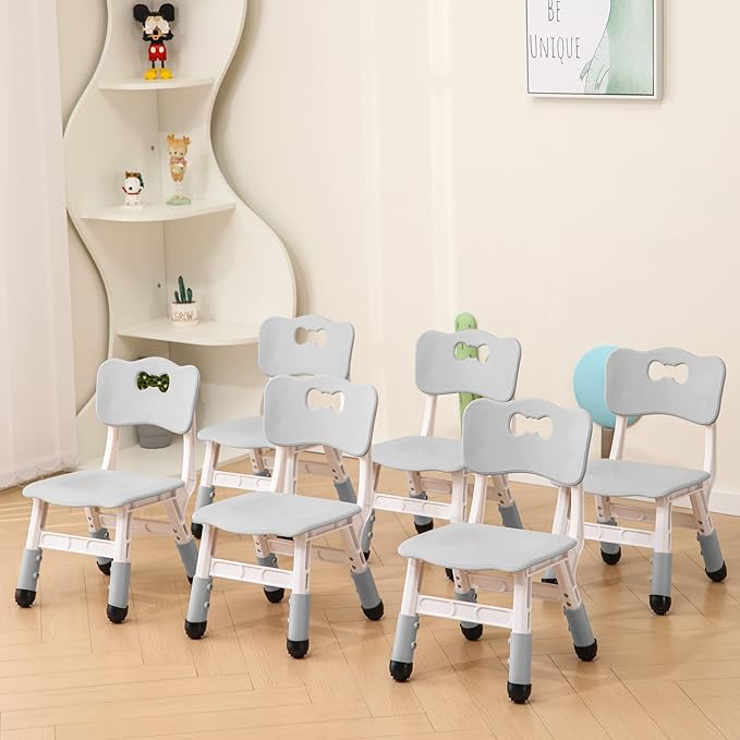 Kids' Desk Chairs Adjustable Height is Suitable for Children's Chairs Used in Families, Schools and Day-Care Between 2-10 Years Old The Max Bearing Capacity is 220LB(6PCS-Mint Green)