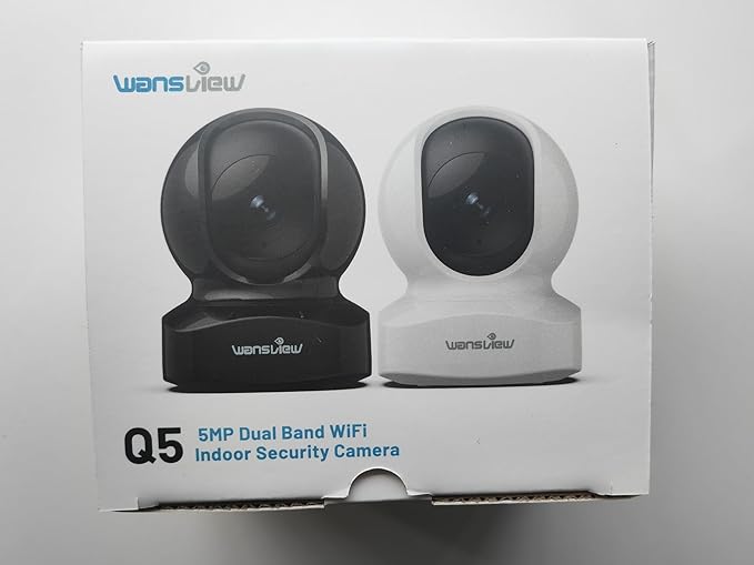 wansview Security Camera, IP Camera, WiFi Home Indoor Camera for Baby/Pet/Nanny, 2 Way Audio Night Vision, Compatible with Alexa, with TF Card Slot and Cloud, Q5 (Black, 5MP)