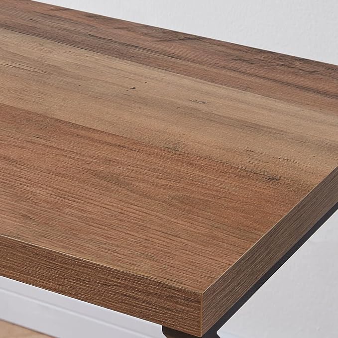HSH Minimalist PC Desk, Industrial Home Office Desk, Sturdy Wood and Metal Desk, Rustic Vintage Oak 55 Inch Work Study Writing Desks Computer Table for Living Room Bedroom