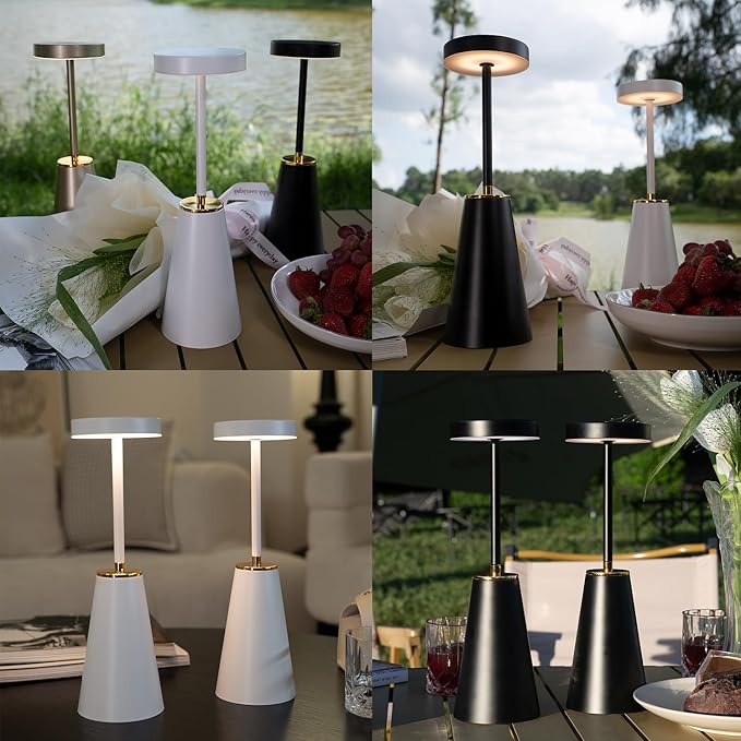 LED Table Lamp for Bedroom Nightstand, Dimmable Cordless Touch Desk Lights, 4000mAh Rechargeable Battery Operated Desk Lamps, Portable Bedside Lamps for Home Office Camping Living Room Bar, 1 Pack