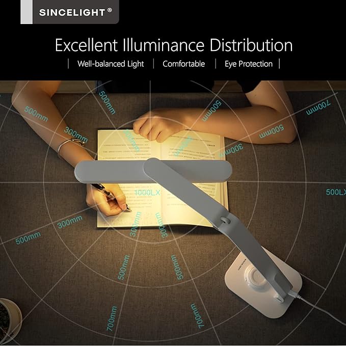 SINCELIGHT Horus H1 LED Desk Lamp, Color Changeable, Dimmable, Dual Control Mode, Remote Table/Reading/Book Light, Eye-Friendly GR0 Level with no Harmful Bluelight