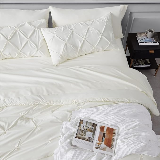 Bedsure Full Size Comforter Sets - Bedding Sets Full 7 Pieces, Bed in a Bag Ivory Bed Sets with Comforter, Sheets, Pillowcases & Shams, Adult & Kids Bedding