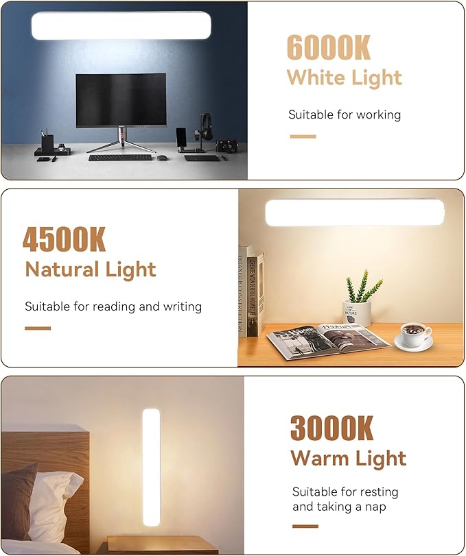 Desk Lamp Rechargeable Dimmable,LED Lights with 3 Color Modes,Touch or Remote Control,Portable,Eye-Caring for Office Home Reading Study，College Dorm Room Essentials-25cm
