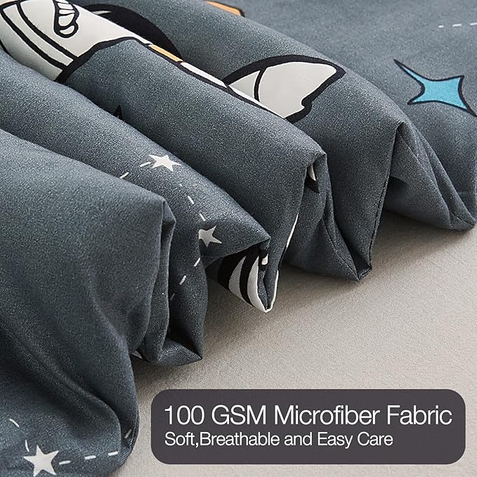 JSD Grey Astronaut Kids Comforter Set for Boys Toddler, 2 Pieces Twin Microfiber Comforter with Pillow Sham, Soft Comfortable Machine Washable