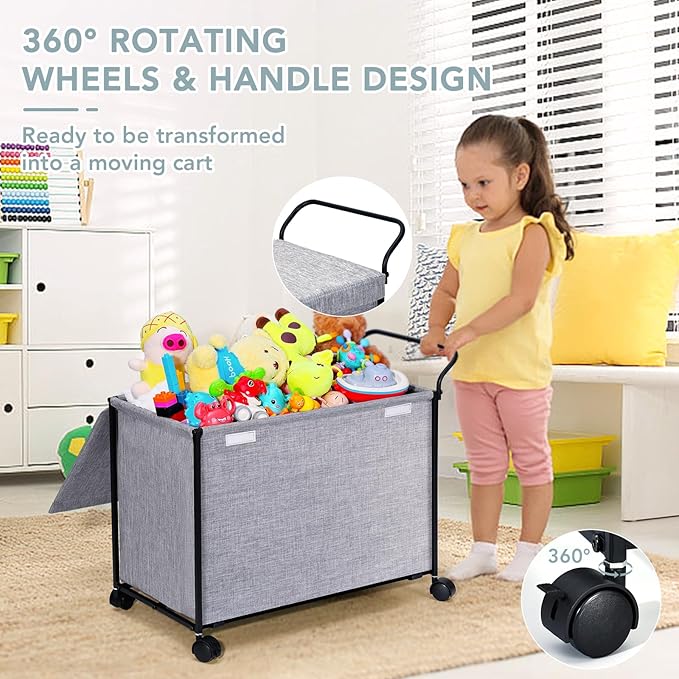 Toy Box Toy Storage - 72L Kids Toy Organizer with Wheels Toy Chest Storage Bins with Lids, Toy Boxes for Girls Boys, Stuffed Animals, Clothes, Bedroom, Living Room
