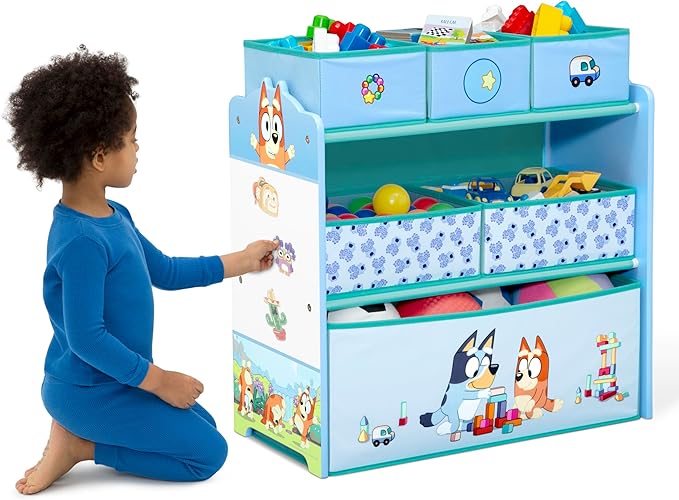Delta Children - Bluey Design & Store 6 Bin Toy Storage Organizer - Greenguard Gold Certified, Blue