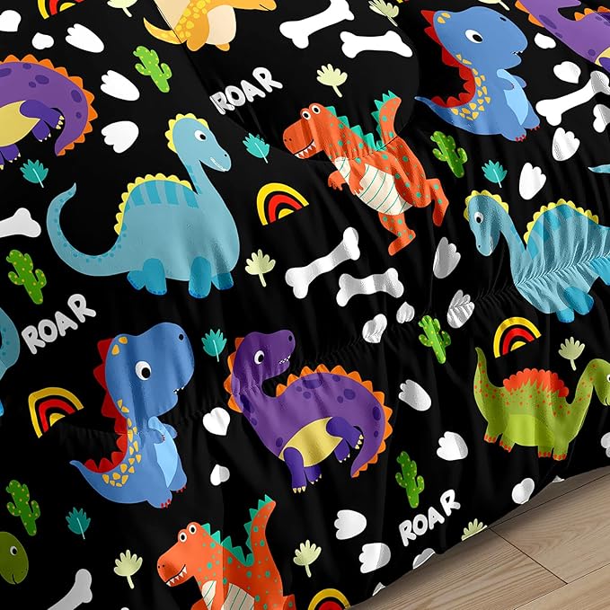 Dinosaur Comforter Set Twin - Cartoon Dinosaur Twin Bedding Set for Boys Kids Twin Size Comforter Set for Boys Soft Breathable Dino Quilt Kids Bedding Set, 1 Comforter 1 Pillowcase