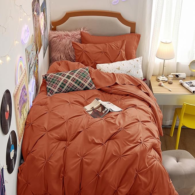 Bedsure Twin XL Comforter Set with Sheets - Extra Long 5 Pieces Dorm Bedding Sets, Pinch Pleat Bed in a Bag with Comforter, Sheets, Pillowcase & Sham