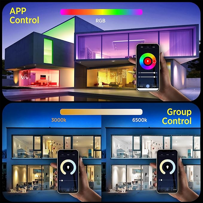 TALOYA Smart Ceiling Light Flush Mount LED WiFi,Compatible with Alexa Google Home,Dimmable Low Profile Ambient Light Fixture for Bedroom Living Room Hallway Kitchen Nursery,12 Inch,RGB