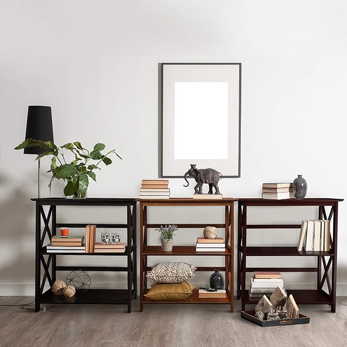Casual Home Montego 3-Shelf Bookcase, Walnut (New)