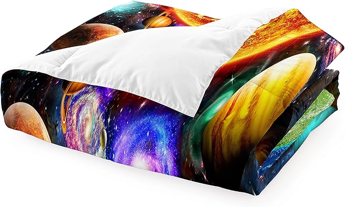 Space Comforter Set Queen Size Planet Universe Bedding Set Queen Solar System Galaxy Bed Comforter Sets Outer Space Home Decor for Boys Bedroom Earth Quilt Set with 1 Comforter 2 Pillowcases