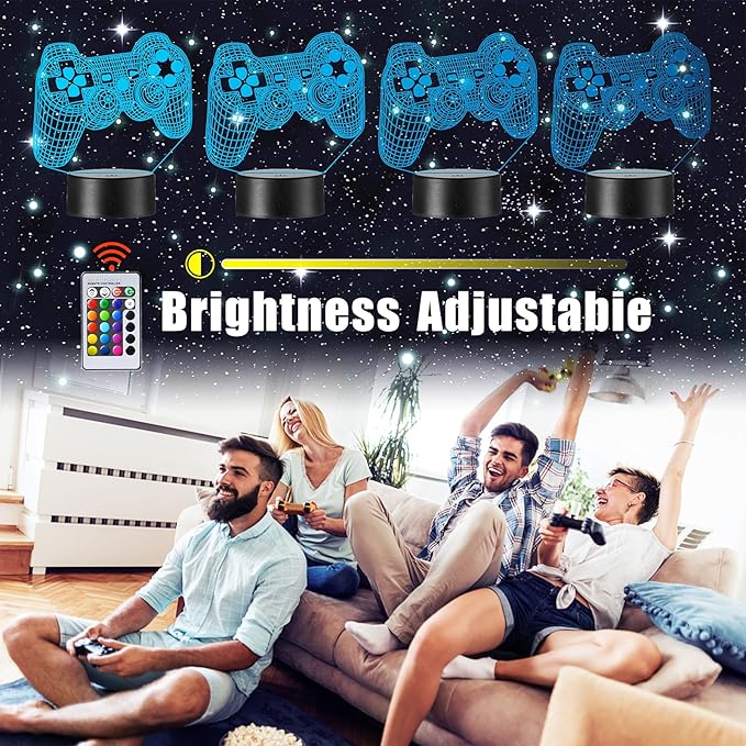 3D Gamepad Night Light,Game Console Illusion lamp with Remote,16 Colors Changing with Remote,Gaming Room Decor Best Gamer Gift,Christmas Birthday Gifts for Boys Girls