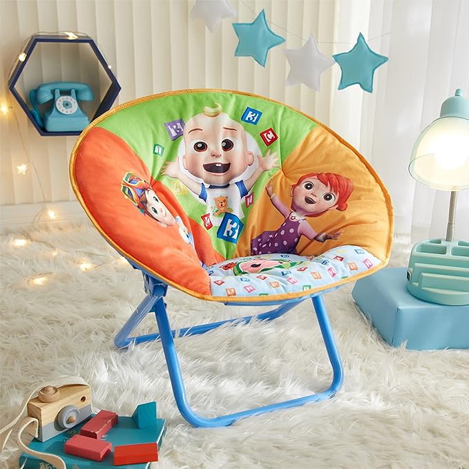Idea Nuova Cocomelon Saucer Chair, Relaxing, Foldable, Polyester