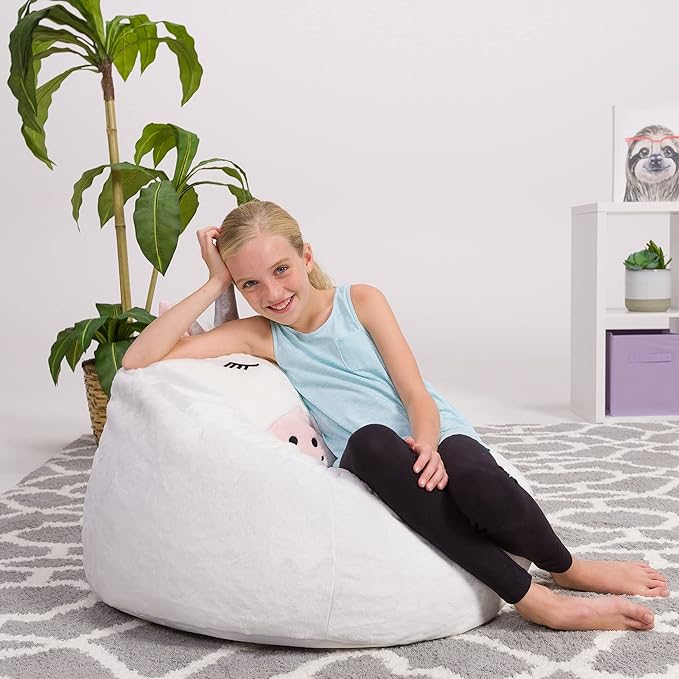 Posh Creations Cute Soft and Comfy Bean Bag Chair for Kids, Animal - Grey Sloth