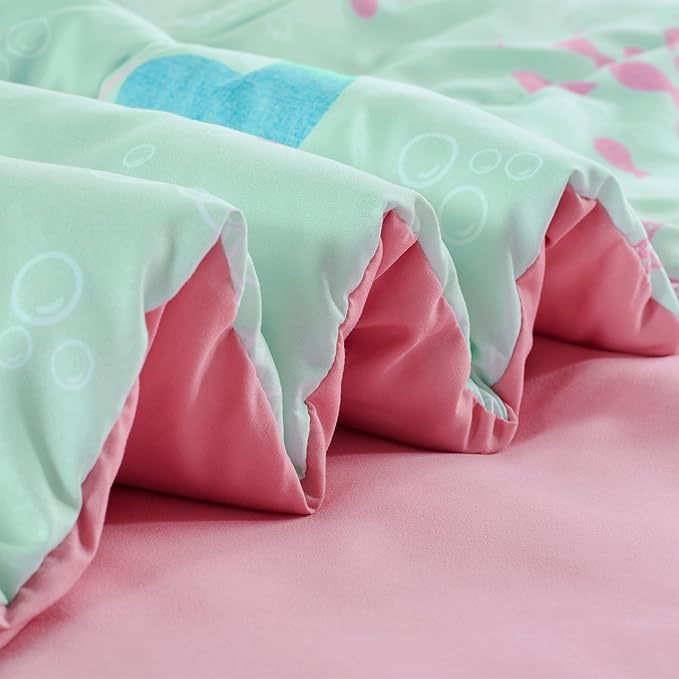 SLEEP ZONE Kids Twin Bedding Comforter Set - Super Cute & Soft Kids Bedding 5 Pieces Set with Comforter, Sheet, Pillowcase & Sham (Mermaid Princess)