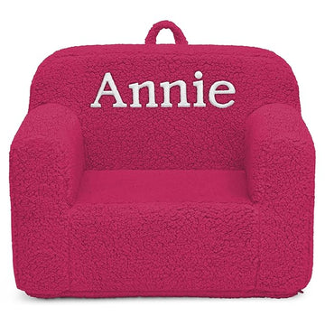 Delta Children Personalized Sherpa Cozee Chair - Customize with Name – Foam Kids Chair for Ages 18 Months and Up, Hot Pink