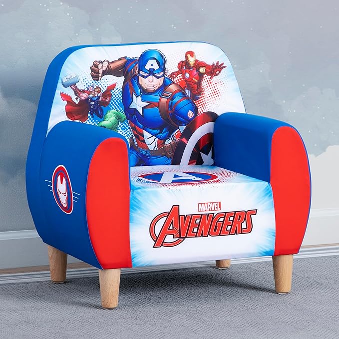 Delta Children Marvel Avengers Foam Chair for Kids, Blue