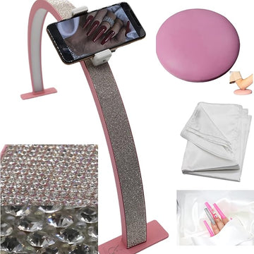 Half Moon Light for Nail Desk-4pcs Set-Half Moon Light-Half Moon Light for Esthetician-Half Moon Lamp for Nails-Nail Lamp for Desk-Nail Desk Light-BONUS Phone Holder,Nail Prop & Elbow Rest