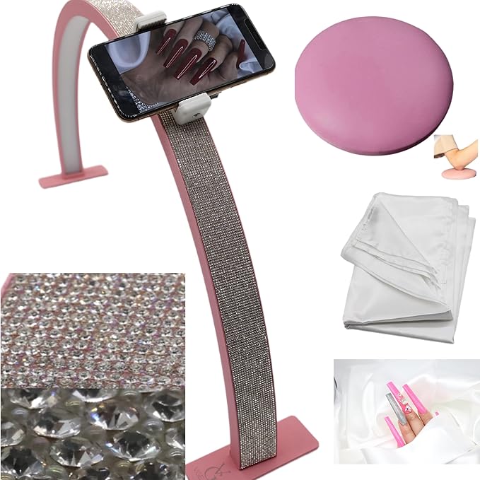 Half Moon Light for Nail Desk-4pcs Set-Half Moon Light-Half Moon Light for Esthetician-Half Moon Lamp for Nails-Nail Lamp for Desk-Nail Desk Light-BONUS Phone Holder,Nail Prop & Elbow Rest