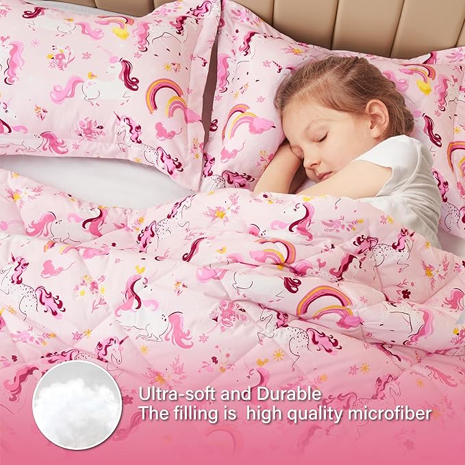 Twin Unicorn Comforters for Boys, 3 Pieces Kids Unicorn Bedding Kids Comforter Sets, Super Soft Lightweight for All Seasons, Includes 1 Comforter (88"x88") and 2 Pillowcase (20"x26"+2")