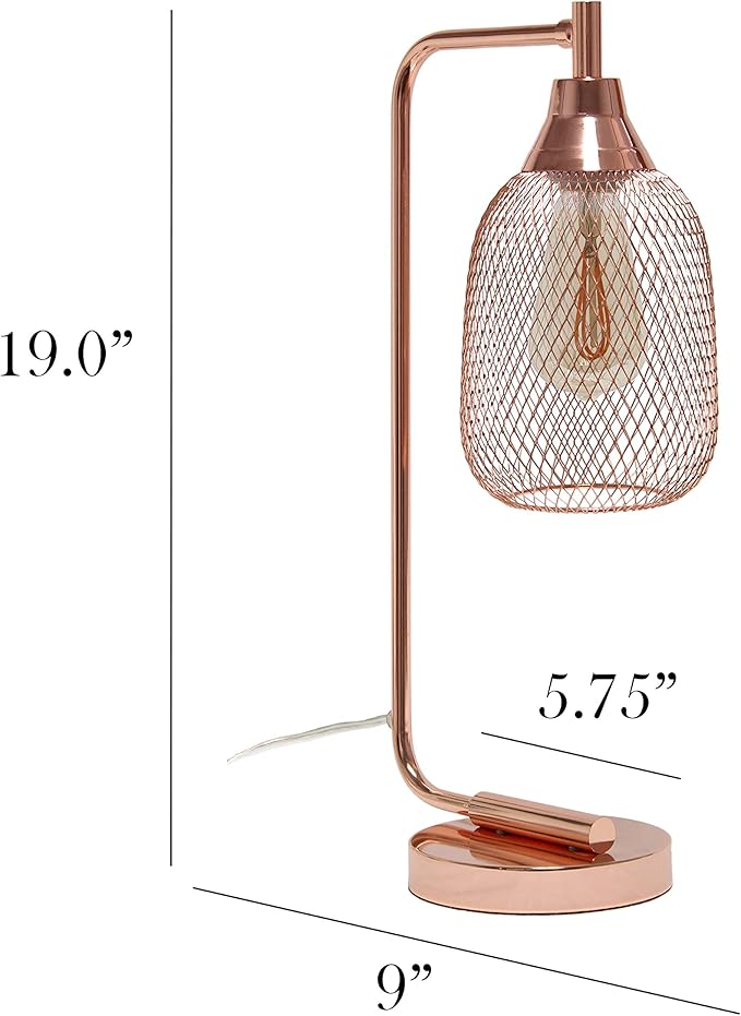 Elegant Designs LD1060-RGD Mesh Wire Table Lamp, Rose Gold