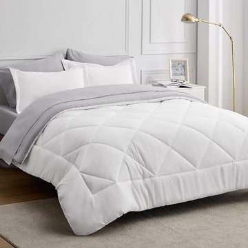 Bedsure White Full Comforter Set - 7 Pieces Reversible Bed Set Bed in a Bag Full with Comforters, Sheets, Pillowcases & Shams, Full Bedding Sets