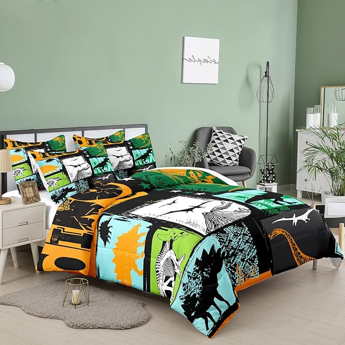 Bodhi Dinosaur 4018 Microfiber Polyester Bedding Set, Twin, 2 Pieces