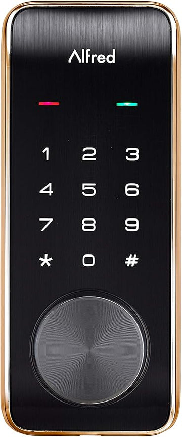 Alfred DB2-B Smart Door Lock Deadbolt Touchscreen Keypad, Pin Code + Key Entry + Bluetooth, Up to 20 Pin Codes (Gold)