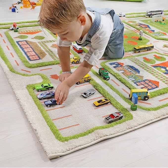 IVI 3D Play Rugs, Traffic Green, 39 x 59 inches