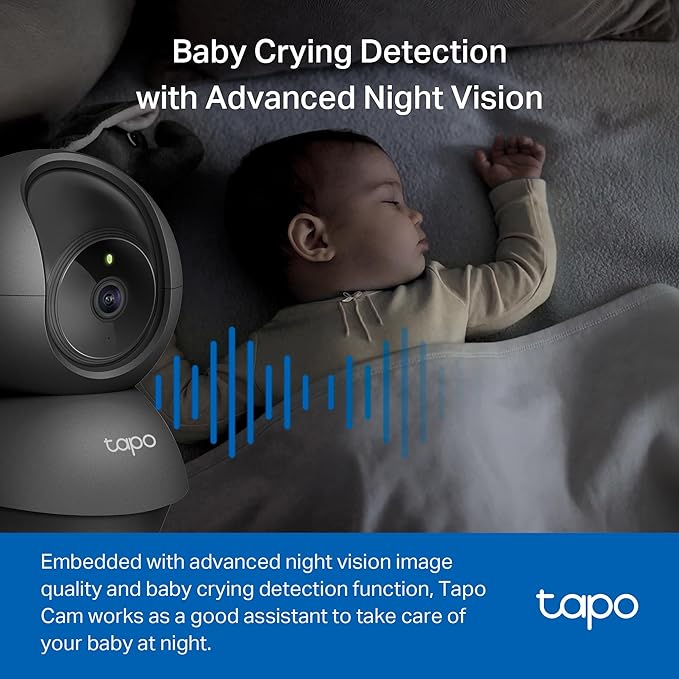 Tapo by TP-Link Pan/Tilt Security Camera for Baby Monitor, Pet Camera w/Motion Detection, 1080P, 2-Way Audio, Night Vision, Cloud & SD Card Storage, Works with Alexa & Google Home, Black (Tapo C201)