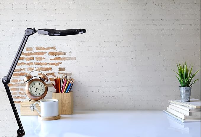 LED Magnifying Glass Desk Lamp for Close Work, Craft & Reading Table Light with Magnifier and Dust Cover 5 Inch Magnifier Glass Lens - Good for Reading, Arts & Crafts, and Close-up Tasks