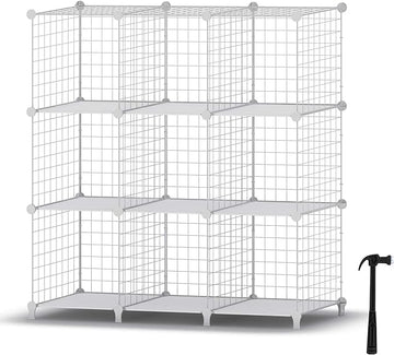 HOMIDEC Wire Cube Storage, Storage Shelves 9 Cube Bookshelf Bookcase Closet Organizer and Storage, Wire Storage Shelves Multi-Use DIY Storage Cube Shelf for Books, Toys, Clothes, Tools