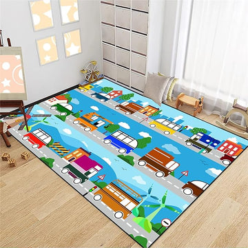 Car Carpet for Kids Kids Rugs for Playroom Car Track Rug Road Rug for Kids Car Play Rug Road Carpet for Toy Cars Car Track Rugs for Boys Car Rug for Boys Room 3'×4'