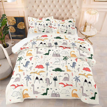 NINENINE Dinosaur Comforter Sets for Girls,Queen Size Bedding Sets for Girls Kids,Dinosaur Bedding Sets Cute Bed Sets with 1 Comforter 2 Pillowcases