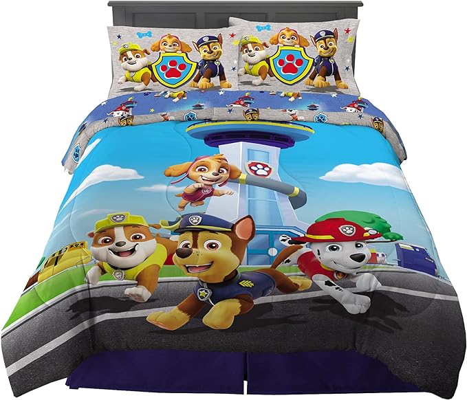 Franco Paw Patrol Kids Bedding Super Soft Comforter And Sheet Set, 5 Piece Full Size, (Official) Nickelodeon, 39 x 75 Inch