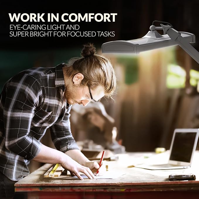 Ultra Bright 3900 Lumens Powerful Professional Eye Care LED Desk Lamp, Brightness Adjustable, Task Light for Home, Beauty, Crafting, Office, Workbench (Daylight, Dimming, White)