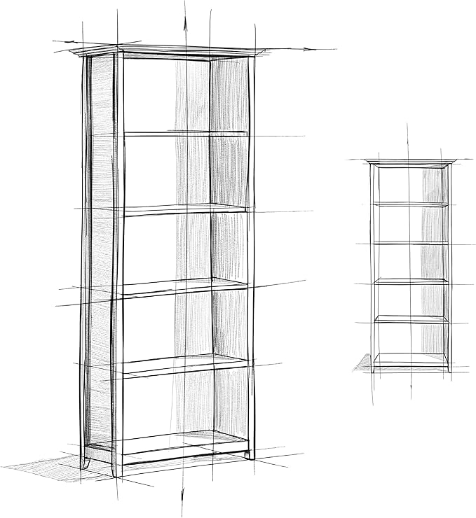 SIMPLIHOME Amherst SOLID WOOD 30 Inch Transitional 5 Shelf Bookcase in Light Golden Brown, For the Living Room, Study Room and Office