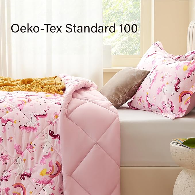 Twin Unicorn Comforters for Boys, 3 Pieces Kids Unicorn Bedding Kids Comforter Sets, Super Soft Lightweight for All Seasons, Includes 1 Comforter (88"x88") and 2 Pillowcase (20"x26"+2")