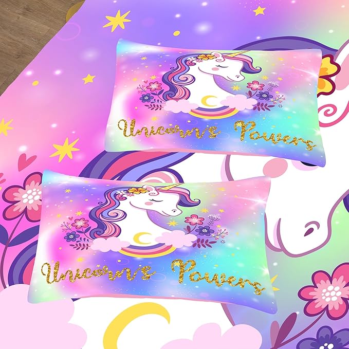 Tailor Shop Unicorn Comforter Sets Queen Size,Unicorn Bedding Sets for Girls Kids Teens with 2 Pillowcase…