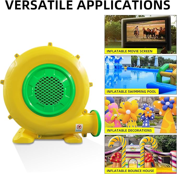 Air Blower, 480W 0.64HP Bounce House Blower, Portable Inflatable Bubble House Blower, Perfect for Inflatable Bounce House, Bouncy Castle, Jumper, Water Slid, Blower Corded(480 Watt 0.6HP)